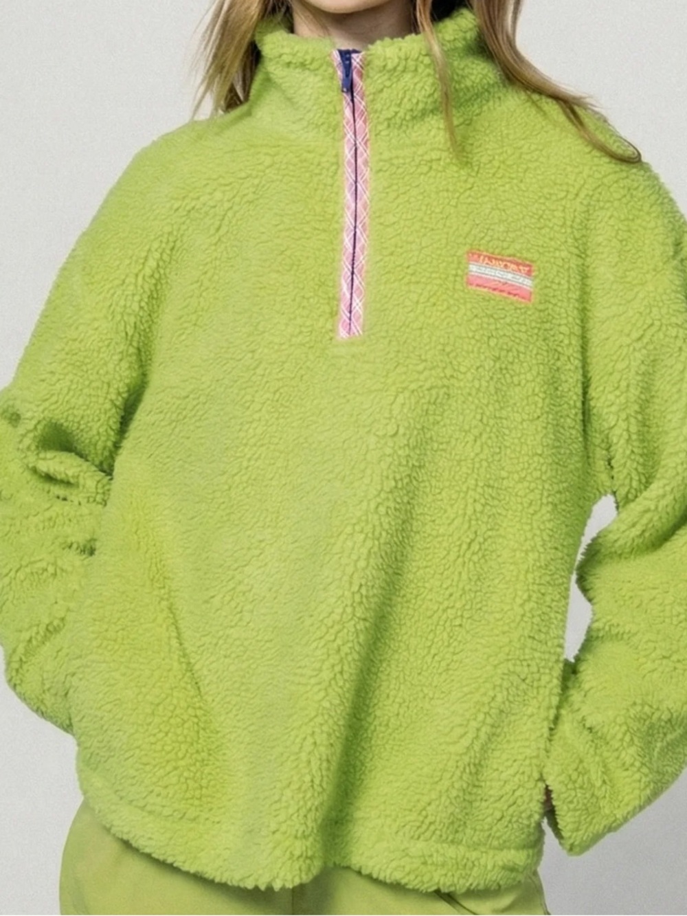 Dairy Boy | Half-Zip Fleece Pullover - Lime Green Fleece